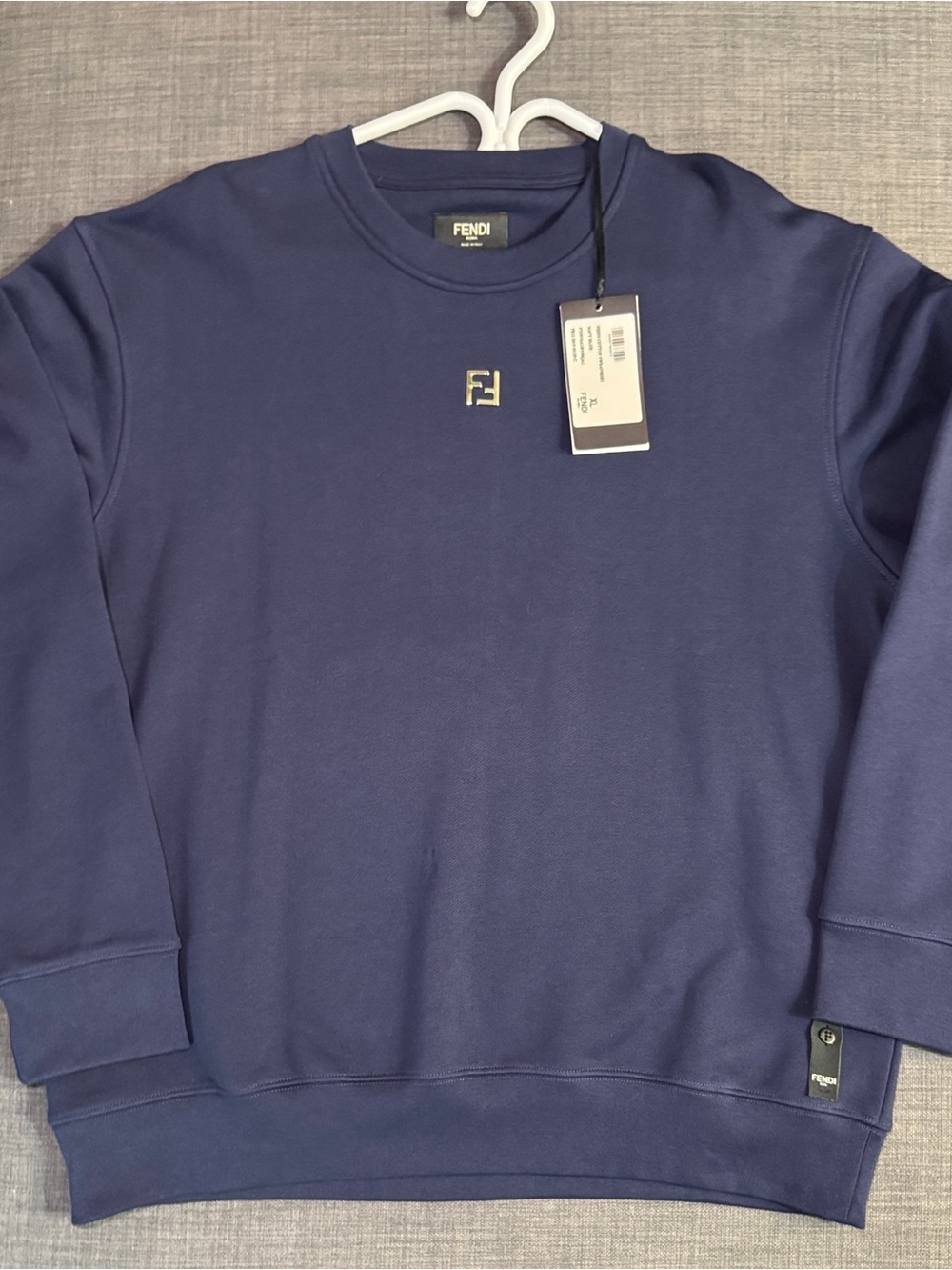 Fendi Men’s Navy Crewneck with Gold Logo